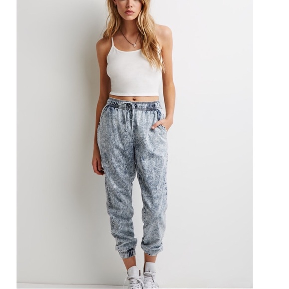 Acid wash denim joggers Clearance